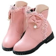 thumbnail image 1 of Hessimy Girls Knee High Boots with Lace-up Sparkly Riding Shoes for Kids Party Christmas Holiday cowboy boots (Pink,2.5), 1 of 9
