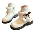 thumbnail image 1 of Hessimy Girls Knee-High Fashion Boot and Buckle Strap Riding Boots fall boots (White,2.5), 1 of 8