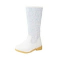 thumbnail image 1 of Hessimy Girls Lace Up Riding Boots Mid Calf Boots Leather Boot 4-11 Years boots (White,10.5), 1 of 9