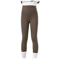 thumbnail image 1 of Hessimy Girls’ Leggings - Stretchy High Waist Ankle Length Soft Pants for Kids and Toddlers(Coffee,3-4 Y), 1 of 5