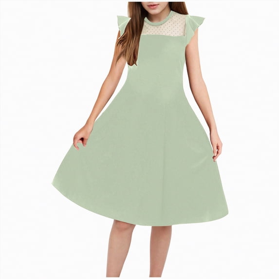Hessimy Girls Long Sleeve Princess Party Bow Tie Tulle Skirt Holiday Birthday Wedding Outfit,special occasion(Light Green,10-12 Years)