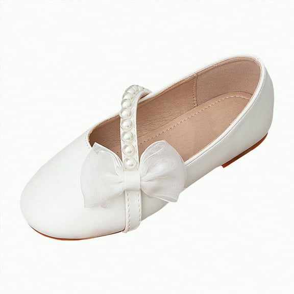 Hessimy Girls Mary Jane Chunky Platform School Uniform Dress Shoes Party Oxford Pumps for Toddler/Little Big Kid sandals school Painted leather shoes (White,10)