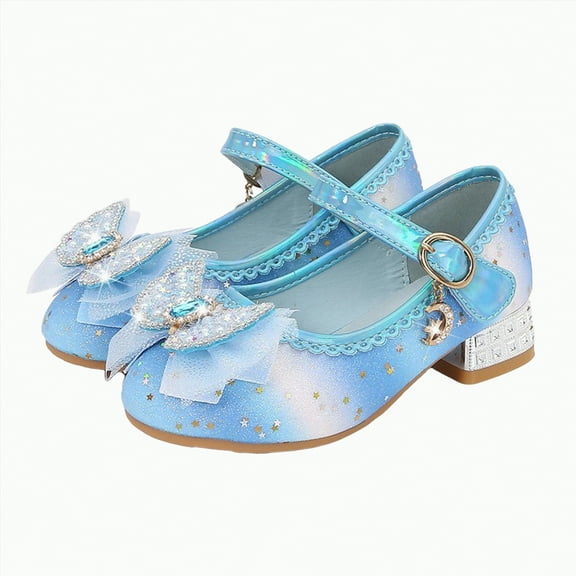 Hessimy Girls Mary Jane Dress Shoes - Princess Ballerina Flats Low Heels for School Party Wedding, Back to School Shoes for Girls (Little Kid/Big Kids) sandals school (Blue,13)
