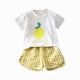 thumbnail image 1 of Hessimy Girls 2 Piece Outfits Summer Clothes Short Sleeve Tops and Short with Pockets Kids Fashion Clothing Sets(Yellow,12-18 Months), 1 of 4