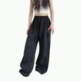 thumbnail image 1 of Hessimy Girls Pants Fashion Solid Color High Waist Loose Casual Wide Leg Pants With Drawstring Summer Trousers For Girls 4-14 Years Teenage Girls' Clothing (Black,12-13 Years), 1 of 4