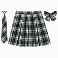thumbnail image 1 of Hessimy Girls Pleated Mini Skirt High Waist Tennis School Uniform Skirts 2-17 Years Candy Color Dopamine Tennis Skirt Badminton Skirt (Black,XL), 1 of 3
