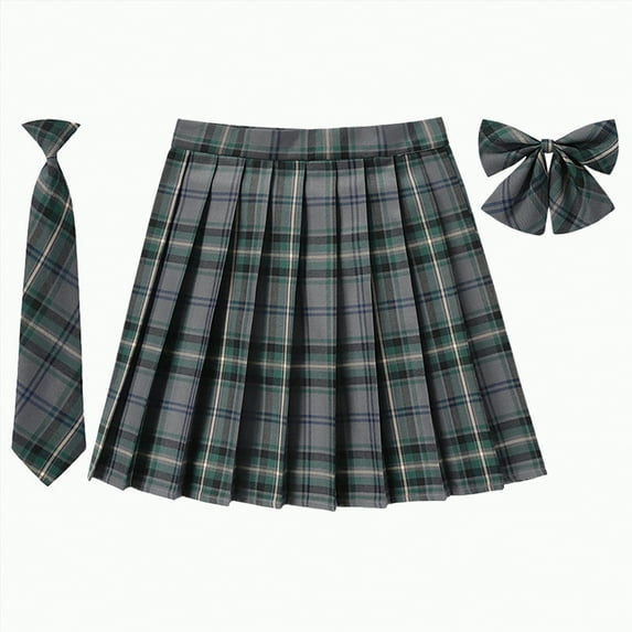 Hessimy Girls Pleated Mini Skirt High Waist Tennis School Uniform Skirts 2-17 Years Candy Color Dopamine Tennis Skirt Badminton Skirt (Grey,XL)