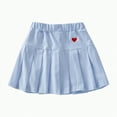 thumbnail image 1 of Hessimy Girls Pleated Skirts Kids Plaid School Uniform A-Line Skirts High Waisted Skort 9-16years Candy Color Dopamine Badminton Skirt Tennis Skirt (Blue,6-7 Years), 1 of 9