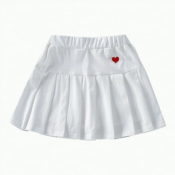 Hessimy Girls Pleated Skirts Kids Plaid School Uniform A-Line Skirts High Waisted Skort 9-16years Candy Color Dopamine Badminton Skirt Tennis Skirt (White,6-7 Years)