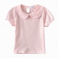 thumbnail image 1 of Hessimy Girls Pleated T Shirts Kids Summer Short Sleeve Fashion Tops Tees,Pleated Tee(Pink,5-6 Years), 1 of 4