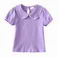 thumbnail image 1 of Hessimy Girls Pleated T Shirts Kids Summer Short Sleeve Fashion Tops Tees,Pleated Tee(Purple,3-6 Months), 1 of 4