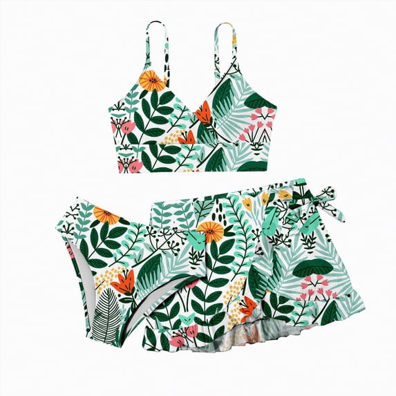 Hessimy Girls Rash Guard Swimsuit Set Bathing Suit Two Piece,Rash Guard Set,Protective Wear(Light Green,10-11 Years)