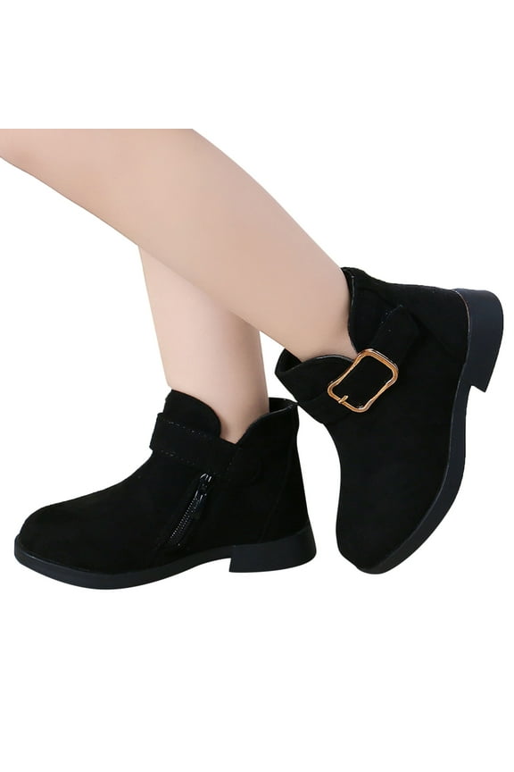 Girls Riding Boots Knee High Mid Calf Shoes Little Kid/Big Kid red cowgirl boots (Black,10)