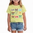 thumbnail image 1 of Hessimy Girls Ruffle Sleeve Shirts Summer Cute Crewneck Blouse Tops(Green,2-3 Years), 1 of 4