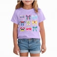 thumbnail image 1 of Hessimy Girls Ruffle Sleeve Shirts Summer Cute Crewneck Blouse Tops(Purple,7-8 Years), 1 of 4