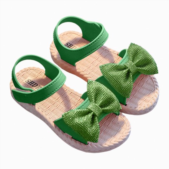 Hessimy Girls Sandals Cute Open Toe Breathable Summer Shoes with Rubber Sole,Lightweight Non-Slip(Green,12)