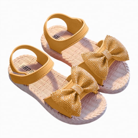 Hessimy Girls Sandals Cute Open Toe Breathable Summer Shoes with Rubber Sole,Lightweight Non-Slip(Yellow,9.5)