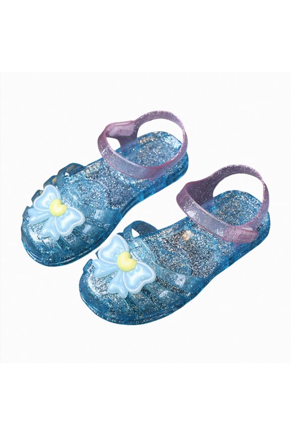 Girls Sandals Open Toe Cute Flats Dress Sandals Cross Strappy Summer Shoes Toddler/Little Kid/Big Kid(Blue,7)