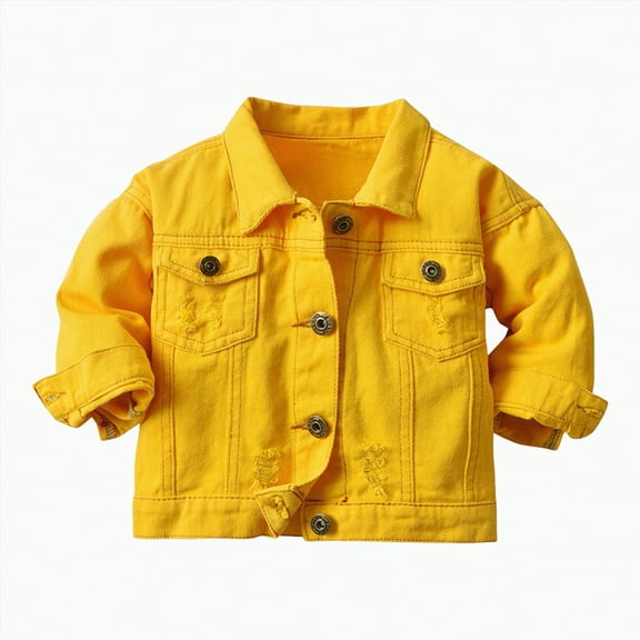 Hessimy Girls Sequin Jacket Sparkly Glitter Kids Outwear With Pockets Zipper Coat Long Sleeve Jackets 4-12t Denim Jacket Spring Jackets Baseball Jersey (Yellow,7-8 Years)