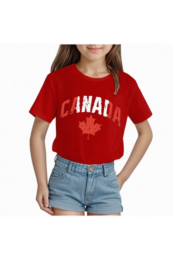 Girls Short-Sleeve Shirts and Tops(Red,13-14 Years)