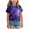 thumbnail image 1 of Hessimy Girls Short Sleeve T Shirts Kids Summer Oversized Tops Casual Crewneck Basic Tees,Relaxed Fit(Blue,3-4 Years), 1 of 4