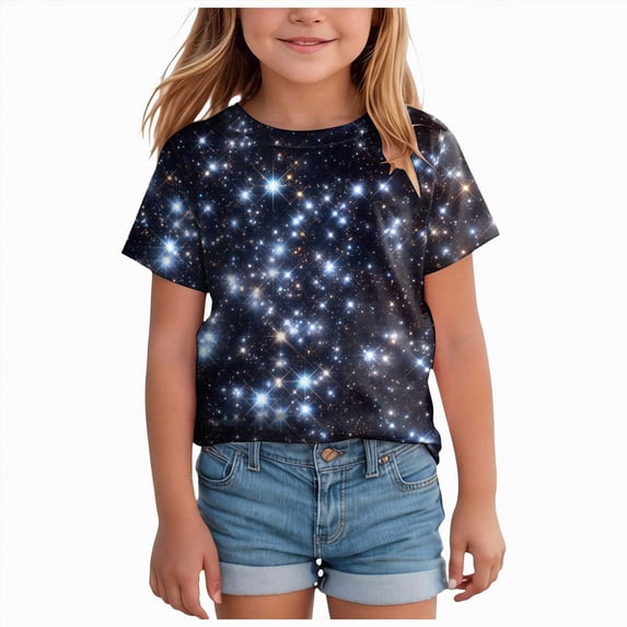 Hessimy Girls Short Sleeve T Shirts Kids Summer Oversized Tops Casual Crewneck Basic Tees,Relaxed Fit(Dark Purple,8-9 Years)