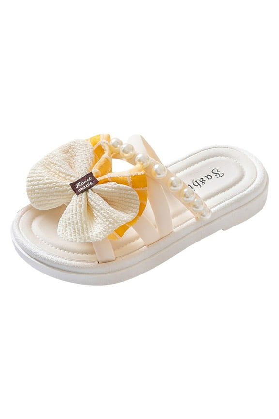 Girls Slippers Toddler Non Slip Girl's Flip Flops Casual Summer Sandals Comfort Slipper Shoes Indoor & Outdoor Beach House slippers slippers for kids(Beige,13)