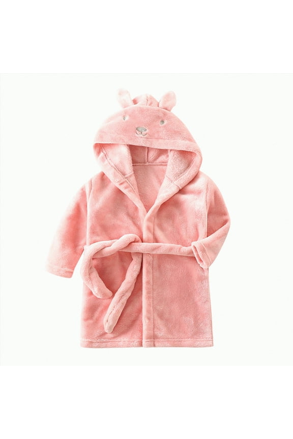 Girls Soft Fleece Robes Plush Hooded Bathrobes Sleepwear For Kids 2-16 Years Long Sleeve Loungwear (Pink,11-12 Years)