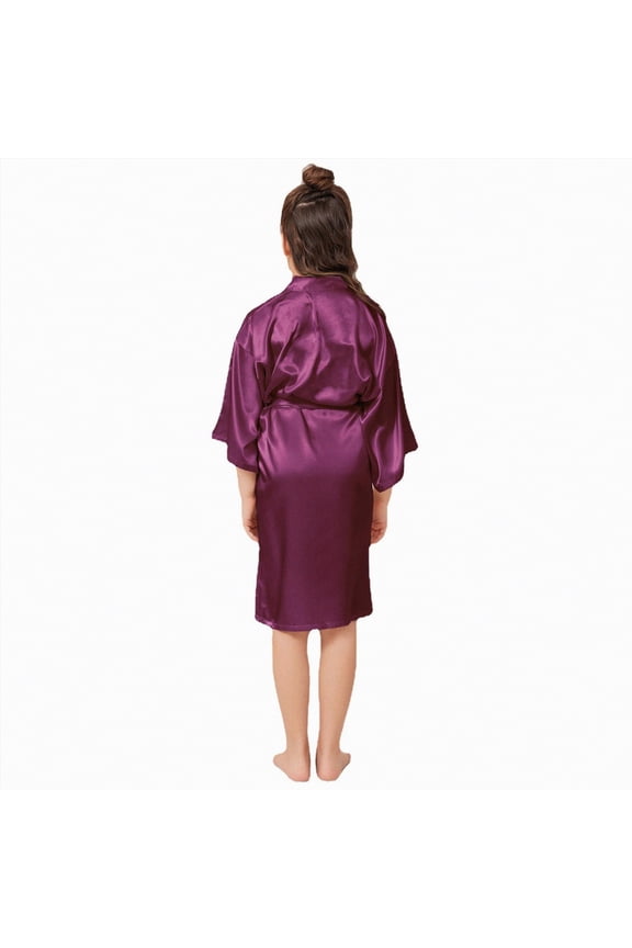 Girls Soft Fabric Robes Plush Hooded Bathrobes Sleepwear For Kids 2-16 Years Warm Fall Winter Toddler Pajamas(Purple,E)