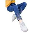 thumbnail image 1 of Hessimy Girls' Stretch Denim Jeans, Bell-Bottom Style Pants with Flared Legs(Dark Blue,12-13 Years), 1 of 6