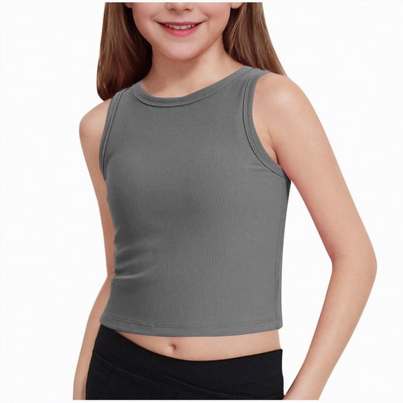 Hessimy Girls Summer Shirts Short Sleeve Color Block Tops,Color Block(Grey,15-16 Years)