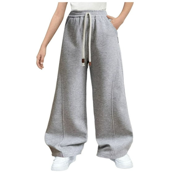Hessimy Girls' Sweatpants Fleece Cargo & Basic Classic Jogger Sweatpants - Cozy Cargo Jogger Pants for Girls(Grey,5-6 Years)