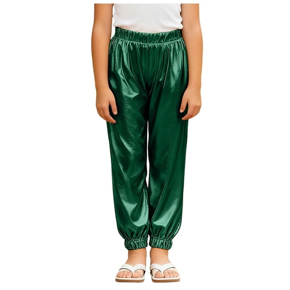Hessimy Girls Sweatpants Kids Baggy Cargo Pants Athletic Drawstring Jogger Pants with Pockets(Green,11-12 Years)
