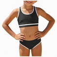 thumbnail image 1 of Hessimy Girls Swimsuit 2-Piece Halter Tankini Set Beach Sport Bathing Suit UPF 50+ Swimwear（Black,9-10 Years), 1 of 8