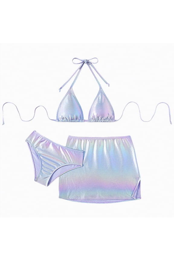 Girls Swimsuit Adjustable Straps Teen Girl Bikini Set Kids Bathing Suits for Girls(Purple,14-15 Years)