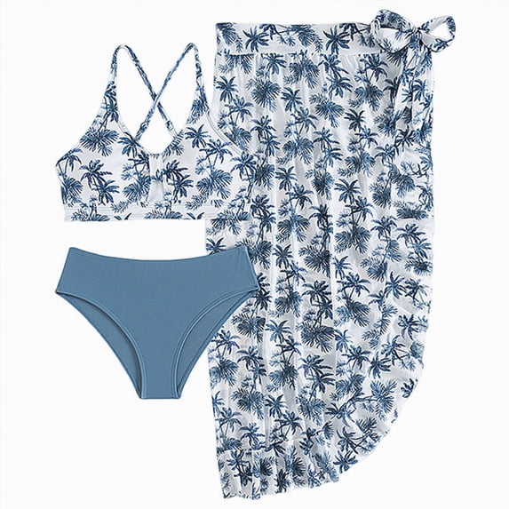 Hessimy Girls Swimsuit Girls Bathing Suit Tankini Set Two Piece Girl Swimwear Bikini Set(Blue,13-14 Years)