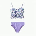 thumbnail image 1 of Hessimy Girls Swimsuit Two Pieces Bikini Set Ruffle Bathing Suits Flounced Tankini Swimwear（Purple,12-14 Years), 1 of 6