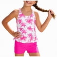 thumbnail image 1 of Hessimy Girls' Swimwear UPF 50 Tankini Top and Bikini Bottom Swim Set,UV Protection（Hot Pink,12-13 Years), 1 of 9