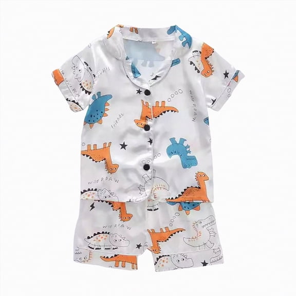 Hessimy Toddler Baby Girl Clothes Summer Short Sleeve Cartoon Print T-Shirt Tops Solid Color Shorts Set 2Pcs Casual Outfit(Orange,18-24 Months)