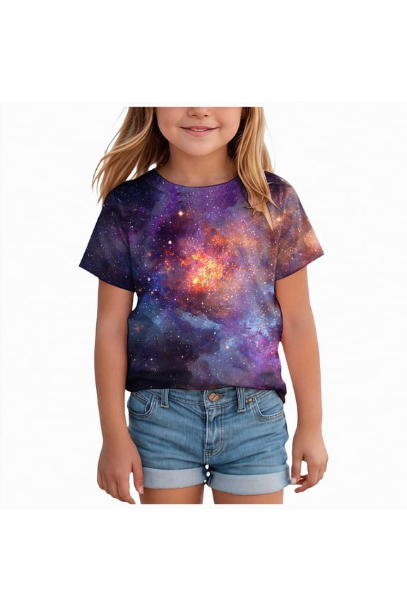 Girls T Shirts Ruffle Short Sleeve Ruched Knot Side Tunic Blouse Summer Tee Tops,Knot Detail(Purple,2-3 Years)