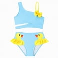 thumbnail image 1 of Hessimy Girls Tankini Swimsuit Two Piece Bathing Suits Set Spaghetti Straps with Ruffled Hem Summer UPF 50+ Bikini Swimwear,Keyhole,Beach Outfit(Sky Blue,4-5 Years), 1 of 6