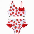 thumbnail image 1 of Hessimy Girls Tankini Swimsuit Two Piece Bathing Suits Set Spaghetti Straps with Ruffled Hem Summer UPF 50+ Bikini Swimwear（Red,6-7 Years), 1 of 1