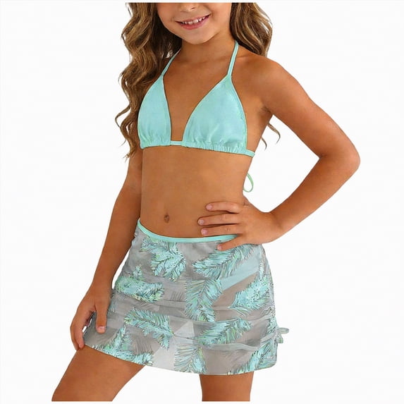 Hessimy Girls Tankini Swimsuit Two Piece Bikini Modest Swimwear with UPF50+(Mint Green,13-14 Years)