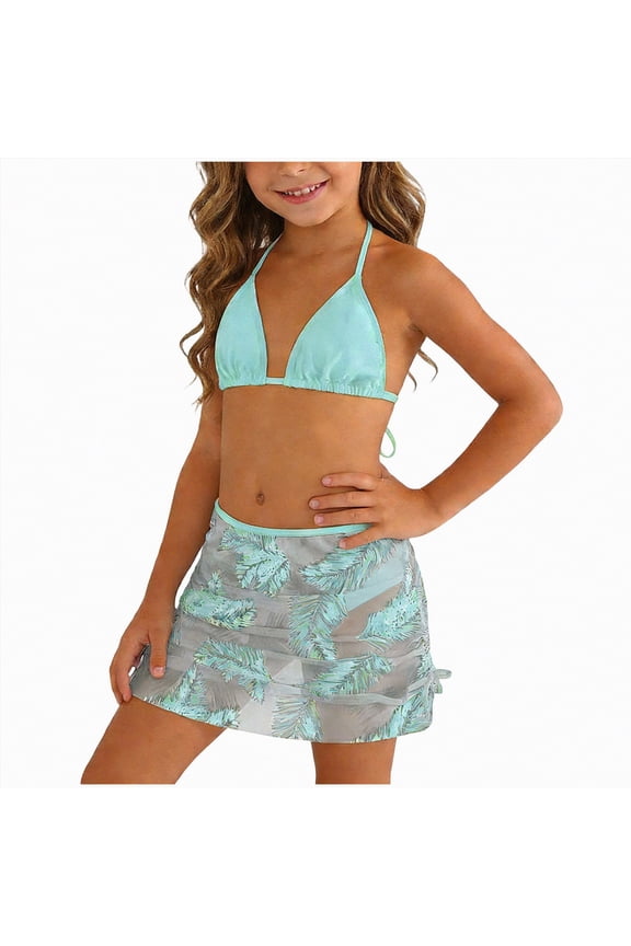 Girls Tankini Swimsuit Two Piece Bikini Modest Swimwear with UPF50+(Mint Green,9-10 Years)