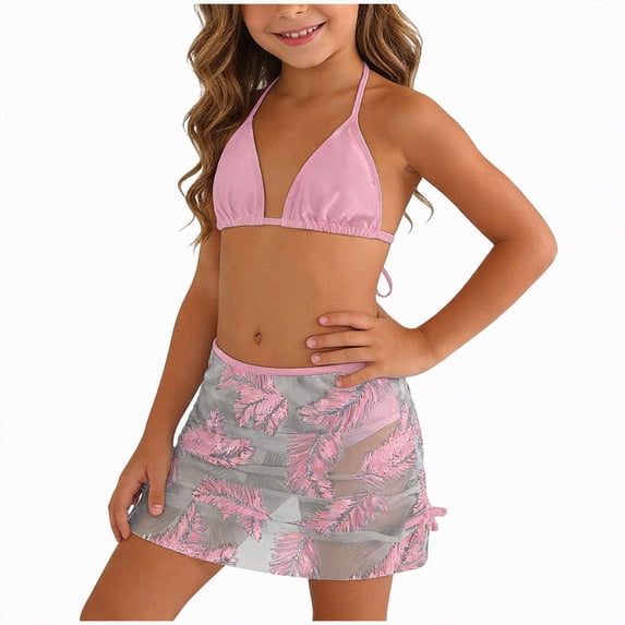 Hessimy Girls Tankini Swimsuit Two Piece Bikini Modest Swimwear with UPF50+(Pink,15-16 Years)