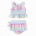 thumbnail image 1 of Hessimy Girls Tankini Swimsuits 2 Piece Criss Cross Ruched Swimwear Swim Shorts with Pockets Girl Bathing Suit（Multicolour,4-5 Years), 1 of 4
