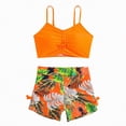 thumbnail image 1 of Hessimy Girls Two Piece Bikini Swimsuits Hawaiian Floral Bathing Suit for Kids Summer Beach Swimwear Set（Orange,9-10 Years), 1 of 4