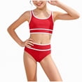 thumbnail image 1 of Hessimy Girls UPF 50+ Beach Sport Athletic Bikini Swimsuit(Red,9-10 Years), 1 of 4