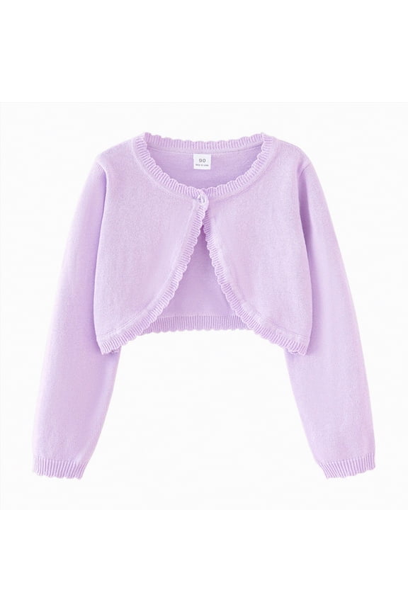 Girls Warm Sweater For Girls Kids, Knitted Sweater Round-Neck, Long Sleeve Solid Color, Girls Cardigans Winter Sweaters To Warm Up School Uniforms (Purple,9-10 Years)