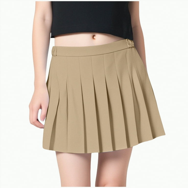Hessimy Girls Women'S Pleated Mini Skirts Plus Size Fashion Solid